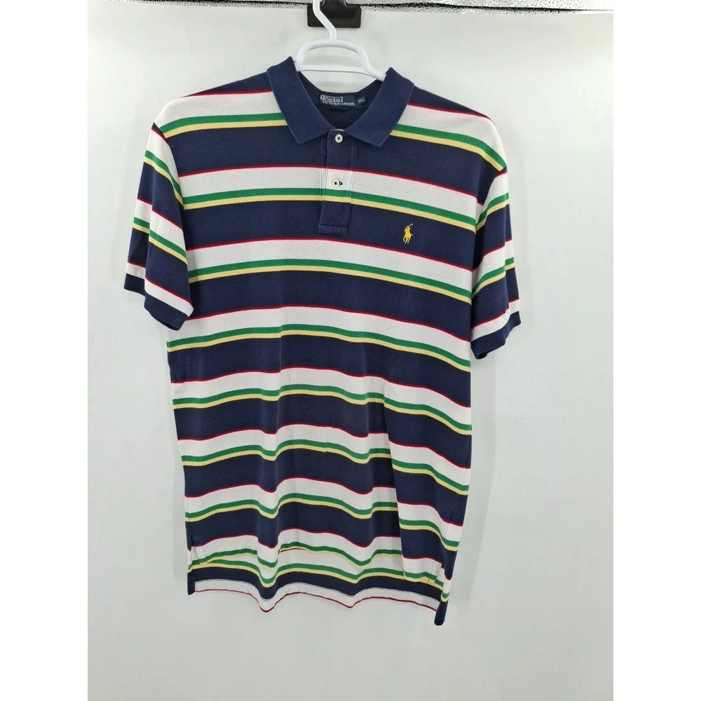 Polo Ralph‎ Lauren XL Striped Colorful Short Sleeve Polo Shirt Knit Cotton